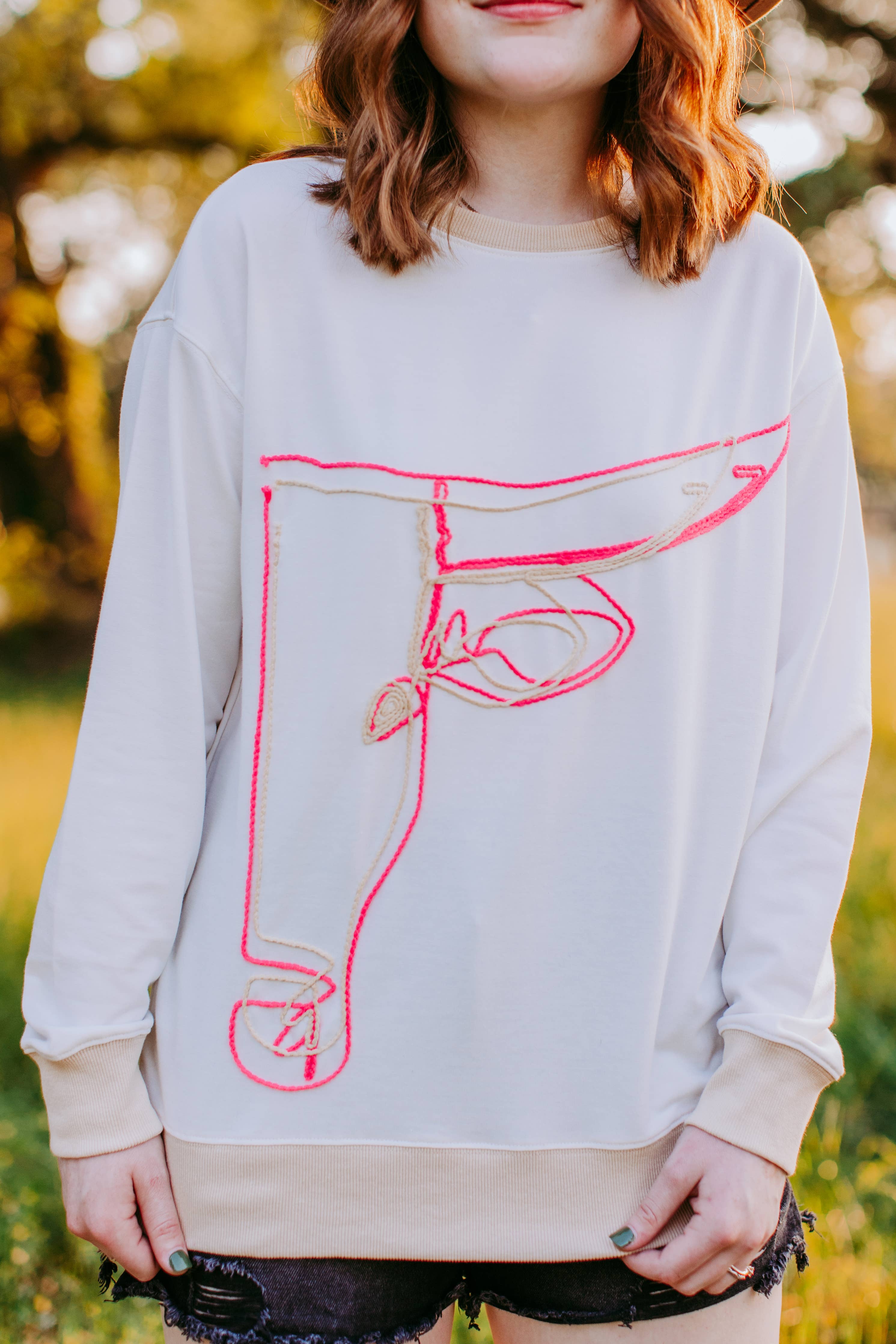 Cow Head Embroidery Long Sleeve